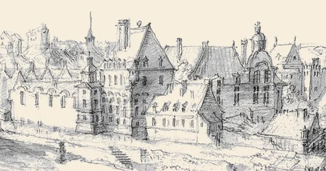 Martellange, Gezicht op Parijs 1620 - Ashmolean Museum (detail met Hôtel de Nevers) (aangepast)