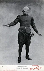Constant Coquelin alias Coquelin aîné (1841 - 1909) in het kostuum van Cyrano de Bergerac (zw/w foto)