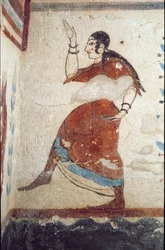 Een danseres (fresco, detail, 530 v.Chr.)