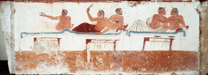 Etruskische kunst: banketscène. Fresco uit het graf van de 