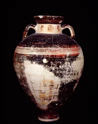 Etruskische beschaving: attic-amfoor van het type SOS, uit Cerveteri, necropolis van Monte Abatone, Italië - 675-625 v.Chr.
