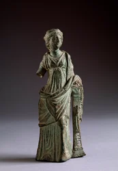 Etruskische beschaving: offeror figuur bronzen beeld, uit Montalcino, Italië 2e eeuw v.Chr., Dim 18 cm