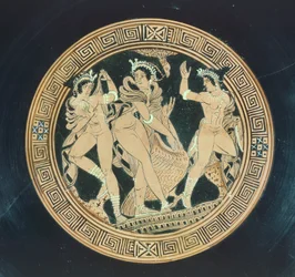 Kylix (detail). Roodfigurige keramiek. Etruskische beschaving, 5e-4e eeuw v.Chr.