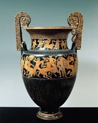 Roodfigurige keramiek, Attische krater met scènes van de Calydonische everzwijnjacht en gevecht tussen Centauren