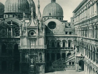 Binnenplaats van het Dogepaleis, Venetië, Italië, 1927
