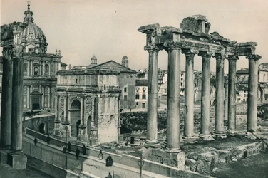 Forum Romanum met de Boog van Septimius Severus, Rome, Italië