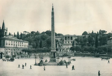Piazza del Popolo en de Pincio-heuvel, Rome, Italië, 1927