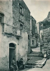 Straat in Taormina, Sicilië, Italië, 1927