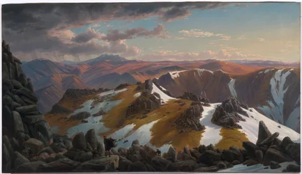 Noordoostelijk uitzicht vanaf de noordelijke top van Mount Kosciusko