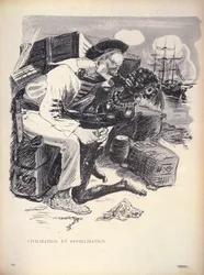 Civilisation et Syphilisation, p. 1863 gegraveerd door Grandjouan uit L