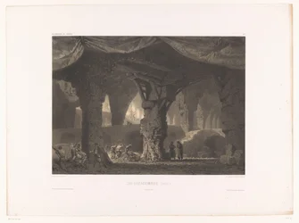 Theaterdecor met catacomben, Les catacombes, Theaterdecors, Décorations de théâtre