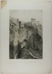Tivoli: De Tempels van Vesta en de Sibyl, en Ruïnes van de Grot van Neptunus, plaat negentien uit Italie Monumentale et Pittoresque