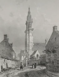 Reizen door het pittoreske en romantische oude Frankrijk. Bretagne: Kerk van Roscoff