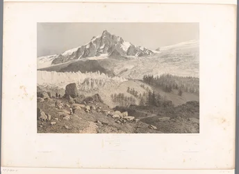 Zicht op de Bossons-gletsjer in de vallei van Chamonix