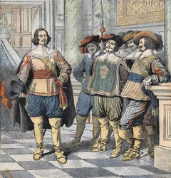 Illustratie voor "Les Trois Mousquetaires" (De drie musketiers), begin 20e eeuw (gravure)