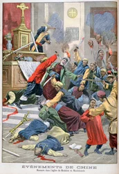 Bloedbad in de kerk van Moukden, Mandchourie, China, 1900