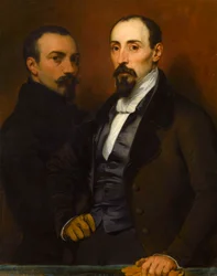 Zelfportret met zijn zoon Achille, 1836