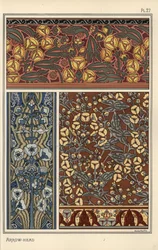 Pijlkruid, Sagittaria sagittifolia, als ontwerp motief in behang en stofpatronen