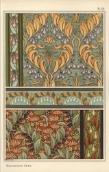 Salomonszegel, Polygonatum multiflorum, als ontwerp motief in behang, randen en stof