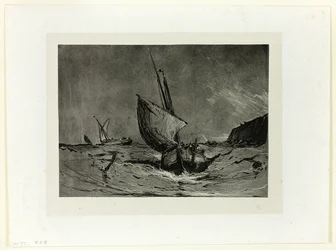 Vissersboot in de storm