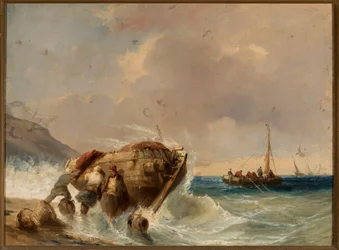 Een vissersboot aan de kust