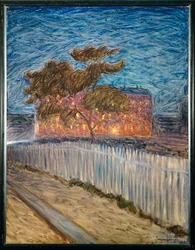 Logement proletaire - proletarisch appartementsgebouw (schilderij op doek)