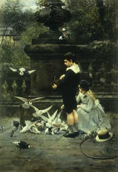 De duiven voeren, 1887