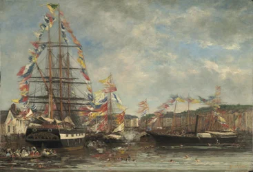 Festival in de haven van Honfleur, 1858