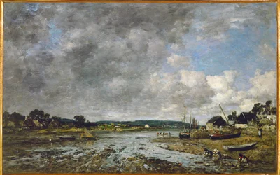 Normandische wasvrouwen aan de kust