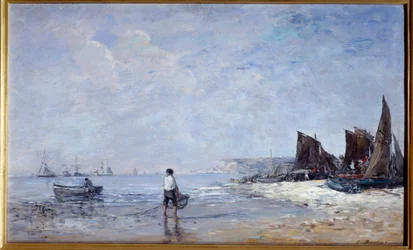 De visser. Schilderij door Eugène Louis Boudin (1824-1898) 19e eeuw Rouen, Musée des Beaux Arts