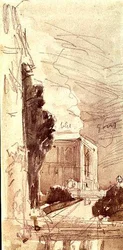 Het terras van een kasteel