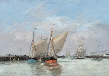 Trouville, de pieren, hoogwater, 1876