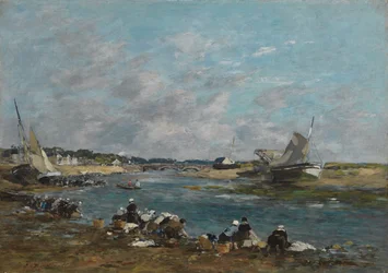 Wasvrouwen aan de oevers van de rivier Touques, 1866