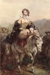 Jonge vrouw op een paard