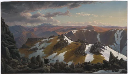Noordoostelijk uitzicht vanaf de noordelijke top van Mount Kosciusko