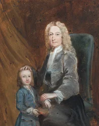 Portret van Auditor Harley met een jongen (olieverf op papier)