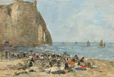 Wasvrouwen op het Strand van Etretat