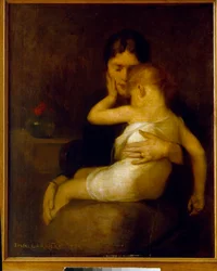 Het zieke kind (Madame Eugene Carriere en zoon Leon)
