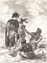 Hamlet en Horatio voor de grafdelvers (Act V, Scene I)
