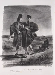 Illustraties voor Faust: Faust, Mefistofeles en de barbet