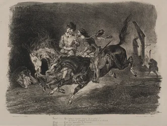 Illustraties voor Faust: Faust en Mefistofeles paardrijden op de sabbat