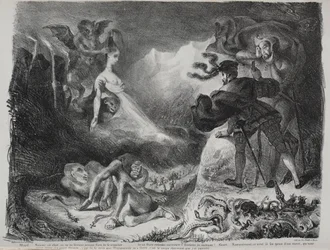 Illustraties bij Faust: Marguerites schaduw verschijnt aan Faust