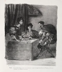 Illustraties voor Faust: Mefistofeles bij Marthe