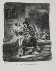 Illustraties voor Faust: Mefistofeles en Faust vluchten na het duel