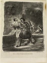 Mephistopheles en Faust vluchten na het duel