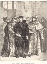 De koningin probeert Hamlet te troosten (Acte I, Scène II)