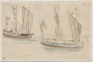 Twee boten in de haven van Dieppe