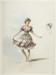 Btv1b84558104 45 - Saint-Saëns - Henry VIII - Kostuummodellen - Lacoste - 45. Kostuum en hoofdtooi