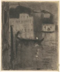 Gondel, Avond in Venetië