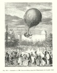 Ascensie van MM Barral en Bixio, vertrek van het Observatorium op 27 juli 1850